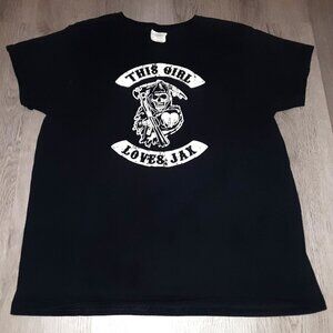 Vintage Y2k Sons of Anarchy Jax Teller Distressed Black Graphic T-Shirt MEDIUM
